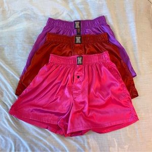 Savage X Fenty - 3 Satin Boxers (Red, Purple, Pink)